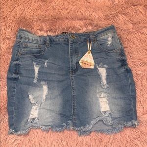 wax jeans LA denim distressed mini skirt
